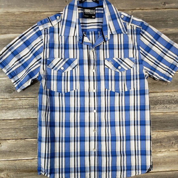 South Pole Other - South Pole Boys Plaid Snap Front Shirt